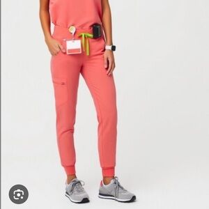 Figs joggers in hot coral. Size xs petite